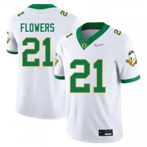White #21 Aaron Flowers Oregon Ducks Men Player Football Genuine Stitched Jersey lyNj1743