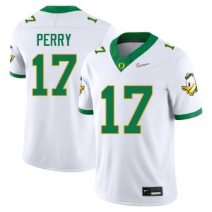 Men #17 Cooper Perry White Oregon Ducks Player Football Team-Issued Stitched Jersey d03sK277