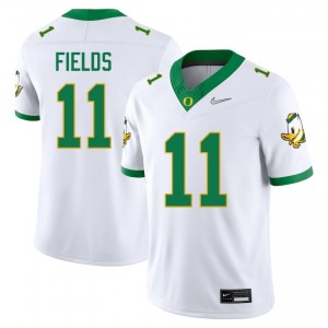 Men #11 Dakoda Fields White Oregon Ducks Player Football Team-Issued Stitched Jersey 63I1p458