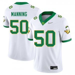 Men #50 Demetri Manning White UO Player Football Team-Issued Stitched Jersey L4mdN660