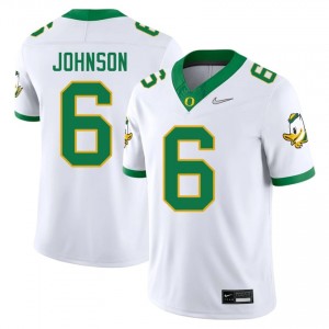 White Oregon #6 Juwan Johnson Men NCAA Durable Football Pro-Stitched Jersey s5fiiH38