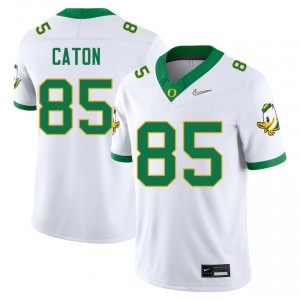 #85 White Oregon Ducks Men Kade Caton Premium Stitched College Football Jersey HyH3VO17
