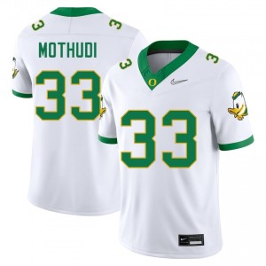 White #33 Kamar Mothudi Oregon Ducks Men College Football Genuine Stitched Jersey 5DX1T519