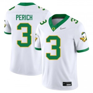 Koi Perich White #3 Oregon Men High-Quality Stitched Football University Jersey 0qkLPS58