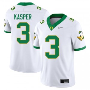 White #3 Kyler Kasper Oregon Ducks Men Player Football Genuine Stitched Jersey 43yAUO47