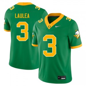 Green Oregon #3 Sione Laulea Men High School Durable Football Pro-Stitched Jersey OJh25w27