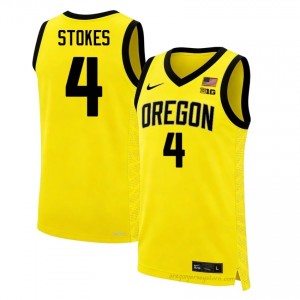 Ducks #4 Yellow Tyran Stokes Men Elite College Basketball High-Performance Jersey 146U6626