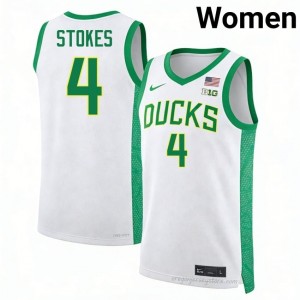 Oregon Ducks White #4 Tyran Stokes Women Game-Ready College Basketball Embroidered Jersey 4ulCRK74