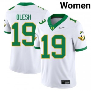 #19 Andrew Olesh Oregon Authentic White Women Player Football High-Strength Thread Jersey Y1p51768