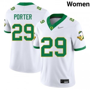 #29 Ashton Porter Oregon Ducks Authentic White Women Player Football High-Strength Thread Jersey 8b7Q3u10