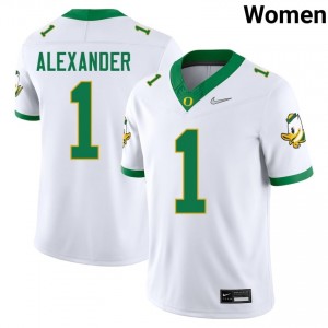Women #1 Bear Alexander White Ducks College Football Team-Issued Stitched Jersey 28laHV27