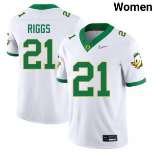 Women #21 Da'Jaun Riggs White Ducks Player Football Team-Issued Stitched Jersey js311L31