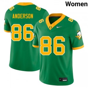 Green University of Oregon #86 Darrian Anderson Women High School Durable Football Pro-Stitched Jersey MF0P5486