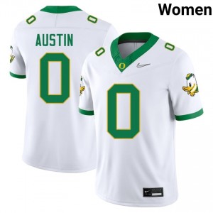 #0 Daylen Austin Oregon Ducks Authentic White Women Player Football High-Strength Thread Jersey xX07pO26
