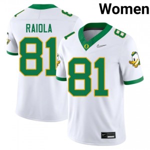 Dayton Raiola #81 White Oregon Ducks Women Player Football Pro-Grade Embroidered Jersey N8v1D753