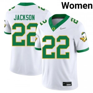 Exquisite Devin Jackson Football #22 White Oregon Women High School Moisture-Wicking Jersey 7teJG213