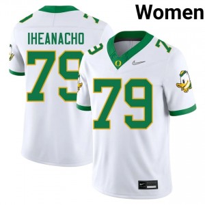 #79 Immanuel Iheanacho Oregon Ducks Authentic White Women College Football High-Strength Thread Jersey 7v117R12