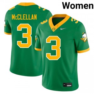 Green Oregon #3 Jeremiah McClellan Women Player Durable Football Pro-Stitched Jersey rA5dY744