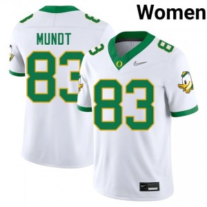 Exquisite Johnny Mundt Football #83 White Oregon Ducks Women University Moisture-Wicking Jersey t363W210