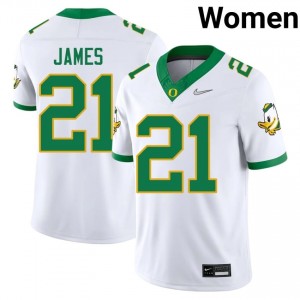 LaMichael James #21 White Oregon Ducks Women High School Football Pro-Grade Embroidered Jersey 2D725429