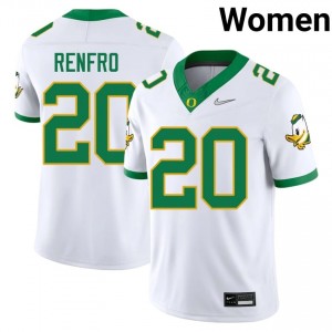 #20 Mel Renfro Ducks Authentic White Women Player Football High-Strength Thread Jersey 4wd34V63