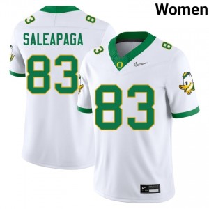 #83 White Oregon Ducks Women Roger Saleapaga Premium Stitched College Football Jersey 8Kby0833