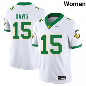 #15 White UO Women Solomon Davis Premium Stitched College Football Jersey 80664V32