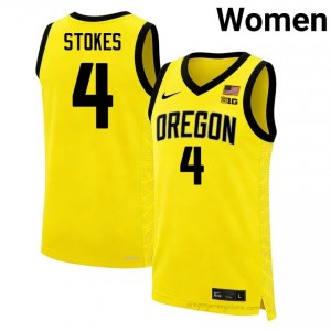 #4 Tyran Stokes University of Oregon Authentic Yellow Women NCAA Basketball High-Strength Thread Jersey a2J2Fd57