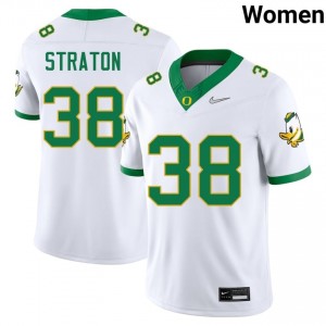 White #38 Will Straton Ducks Women Player Football Genuine Stitched Jersey I675l347