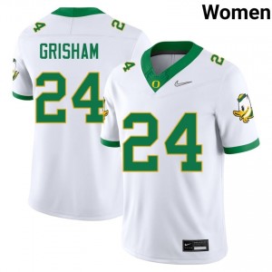 Women #24 Zach Grisham White Oregon Ducks College Football Team-Issued Stitched Jersey 1y0So524
