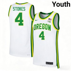 University of Oregon #4 White Tyran Stokes Youth Throwback Elite High School Basketball High-Performance Jersey 51o37310