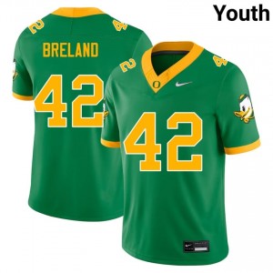 Exquisite Aydin Breland Football #42 Green UO Ducks Youth High School Moisture-Wicking Jersey 20o51836