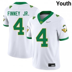 #4 Brandon Finney Jr. Ducks Authentic White Youth College Football High-Strength Thread Jersey aywws090