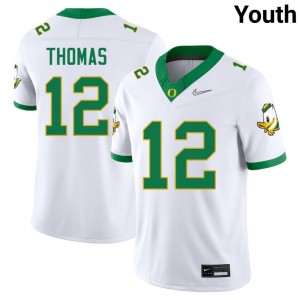 Brock Thomas White #12 UO Youth High-Quality Stitched Football Player Jersey Jqp4t238