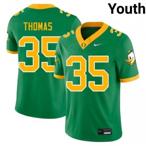 #35 Brody Thomas UO Ducks Authentic Green Youth University Football High-Strength Thread Jersey xtS3m163