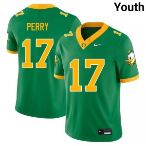 Cooper Perry #17 Green University of Oregon Youth High School Football Pro-Grade Embroidered Jersey I6B38788