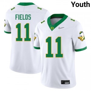 #11 White Oregon Ducks Youth Dakoda Fields Premium Stitched Player Football Jersey x5v70G38