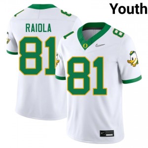 Youth #81 Dayton Raiola White Oregon Ducks College Football Team-Issued Stitched Jersey Ma1J6817