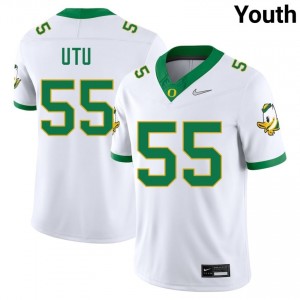#55 Douglas Utu UO Authentic White Youth College Football High-Strength Thread Jersey o4844447