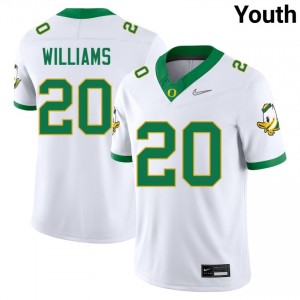 #20 Dylan Williams Ducks Authentic White Youth College Football High-Strength Thread Jersey P427iS15