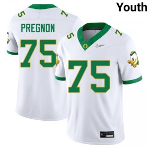 #75 Emmanuel Pregnon Oregon Ducks Authentic White Youth Player Football High-Strength Thread Jersey Q6557531