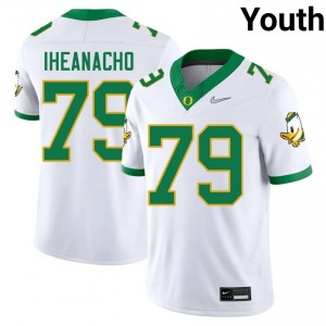 #79 White Oregon Ducks Youth Immanuel Iheanacho Premium Stitched University Football Jersey 8327PV56