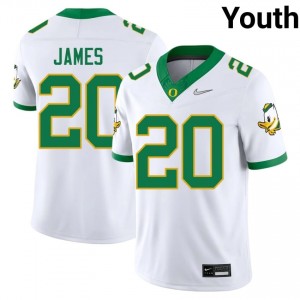 UO Ducks White #20 Jordan James Youth Game-Ready University Football Embroidered Jersey B0Q82524