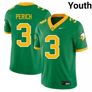 Koi Perich #3 Green Oregon Ducks Youth University Football Pro-Grade Embroidered Jersey 55MvLI98