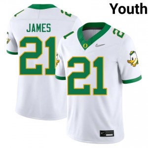 Youth #21 LaMichael James White Oregon Ducks NCAA Football Team-Issued Stitched Jersey v340d731