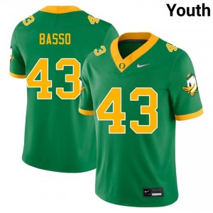 UO Ducks Green #43 Luke Basso Youth Game-Ready High School Football Embroidered Jersey 8v263H13