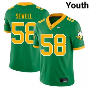 #58 Penei Sewell Oregon Ducks Authentic Green Youth College Football High-Strength Thread Jersey 36E25121