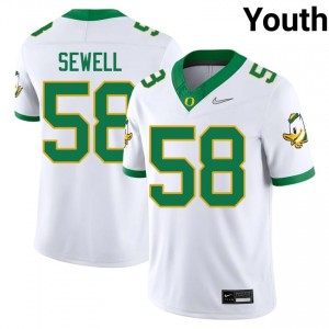 UO Ducks White #58 Penei Sewell Youth Game-Ready High School Football Embroidered Jersey k38X6F58