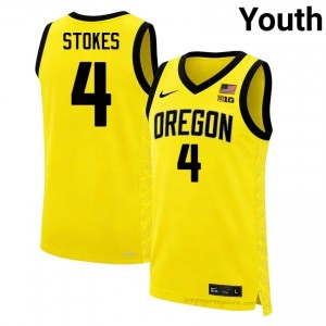 Yellow #4 Tyran Stokes Oregon Ducks Youth Player Basketball Genuine Stitched Jersey 351IwG33