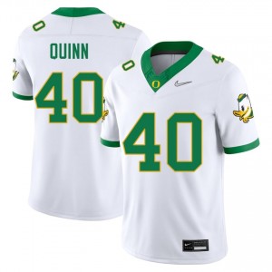 Men #40 Zander Quinn White Oregon Ducks College Football Team-Issued Stitched Jersey 3BBb5j32
